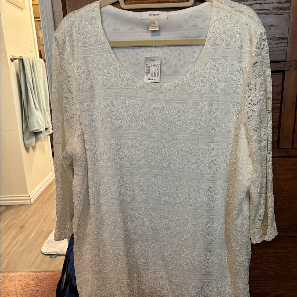 Christopher and Banks Women's white Lace Blouse size 2x